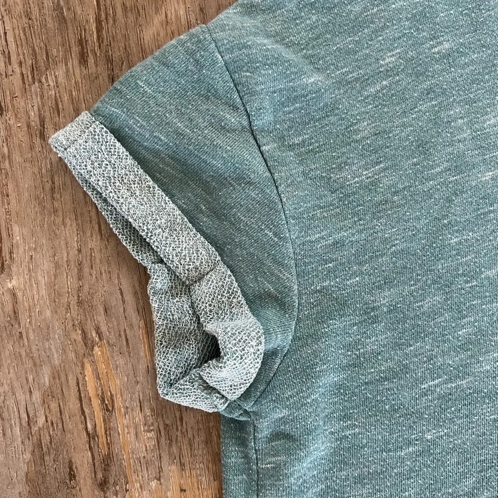 Southern Shirt Womens Muted Teal Heather Short Cuffed Rolled Sleeve Tee Medium
